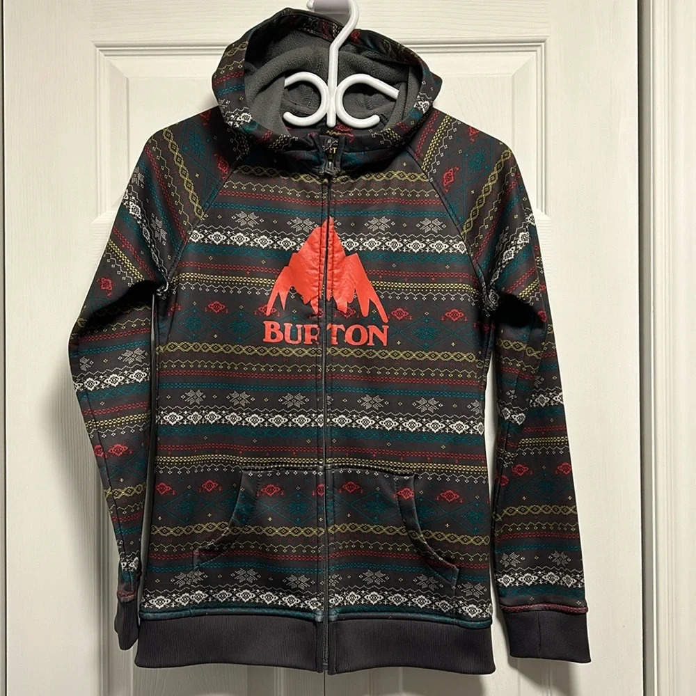 Nice  Burton Hoodie Lined Zip Sweatshirt X-Large Gray Dryride Girls young